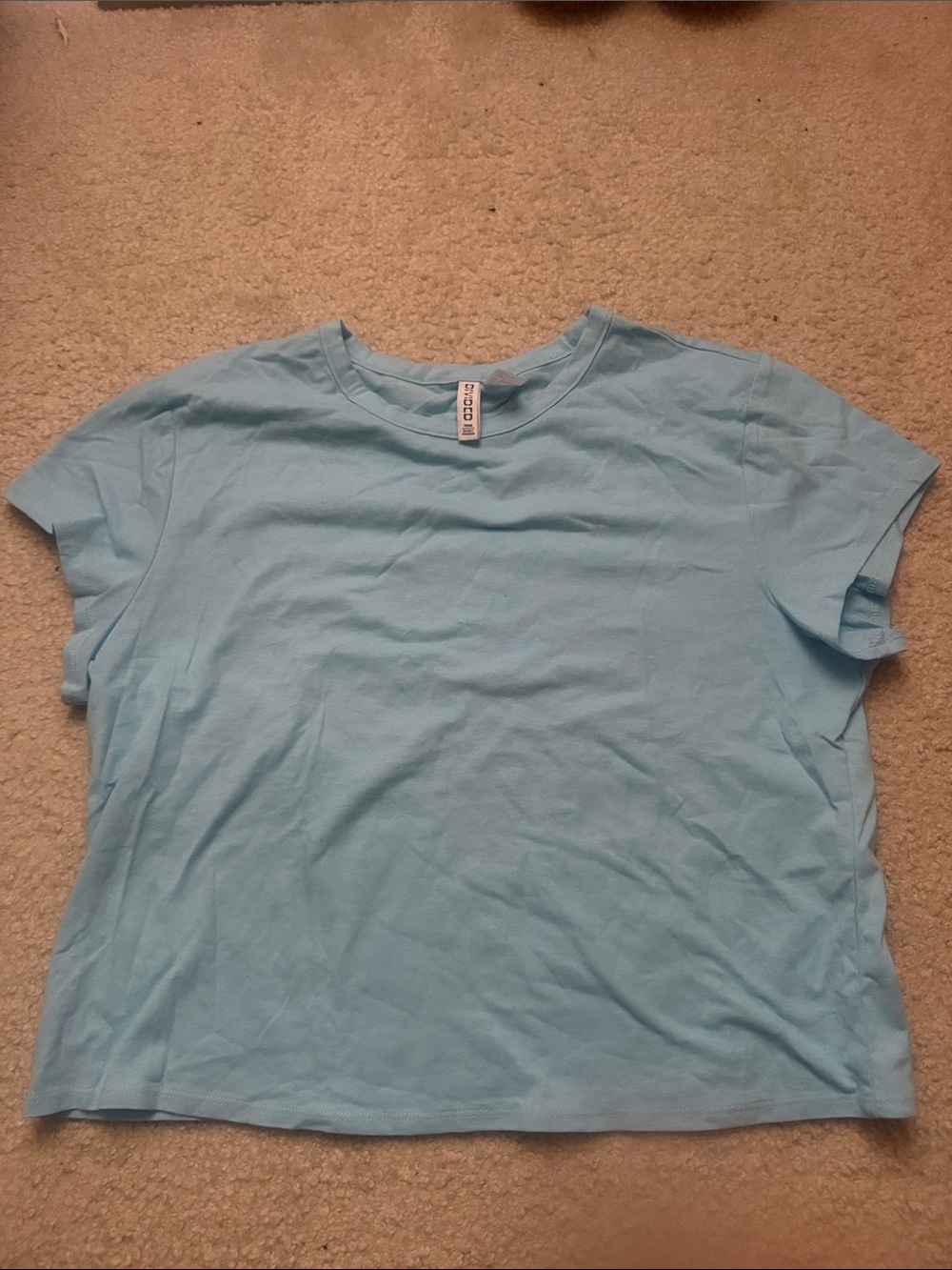 H&M Light Blue Crop Crewneck Tee